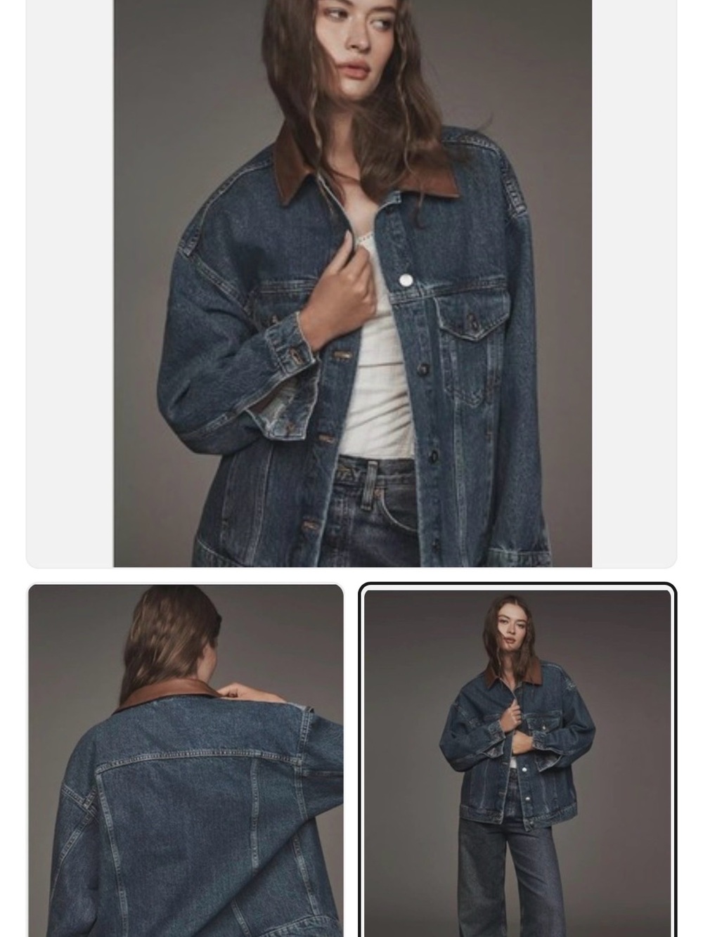 Pilcro Denim Jacket with Brown Contrast faux leather Collar